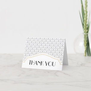 Art Deco Thank You Note with Names and Date Card