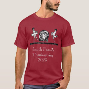 Art Deco Thanksgiving Turkey Dancing Girls T-Shirt