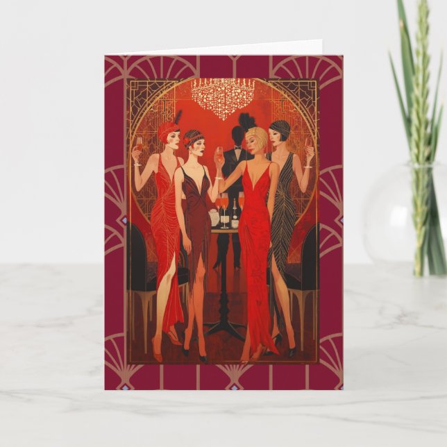 Art Deco - The ladies in red Card (Front)