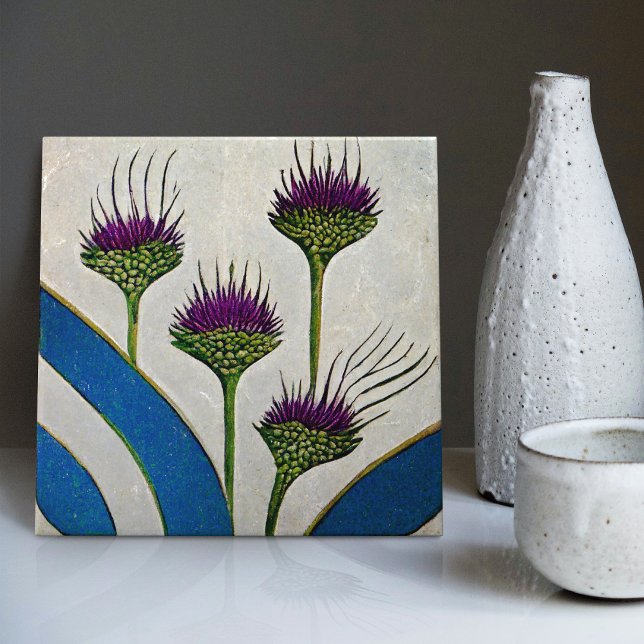 Art Deco Thistle Wall Decor Art Nouveau Ceramic Ce Ceramic Tile (Creator Uploaded)