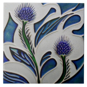 Art Deco Thistle Wall Decor Art Nouveau Ceramic Ce Tile