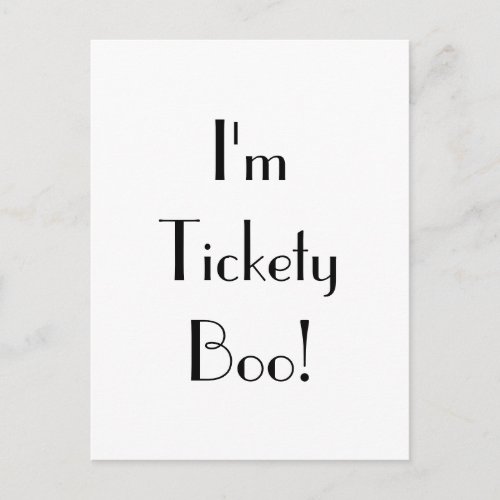 Art Deco Tickety Boo Typography Postcard