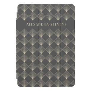Art Deco Tile Line Art in Black Gold Personalized  iPad Pro Cover