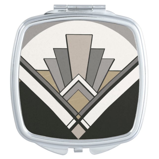Art Deco Tile Mirror Compact Mocha (Front)