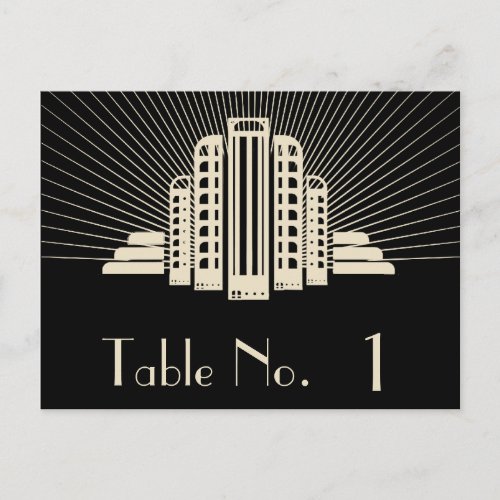 Art Deco Tower Ray in Black and Ivory Table Number