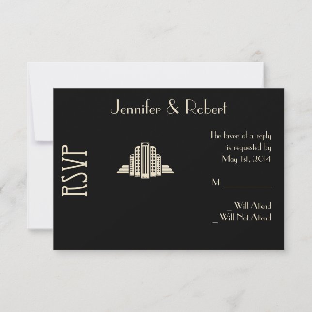 Art Deco Tower Ray Response Card (Front)