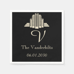 Art Deco Tower Ray Wedding Paper Napkins
