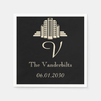 Art Deco Tower Ray Wedding Paper Napkins