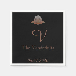 Art Deco Tower Wedding Paper Napkins