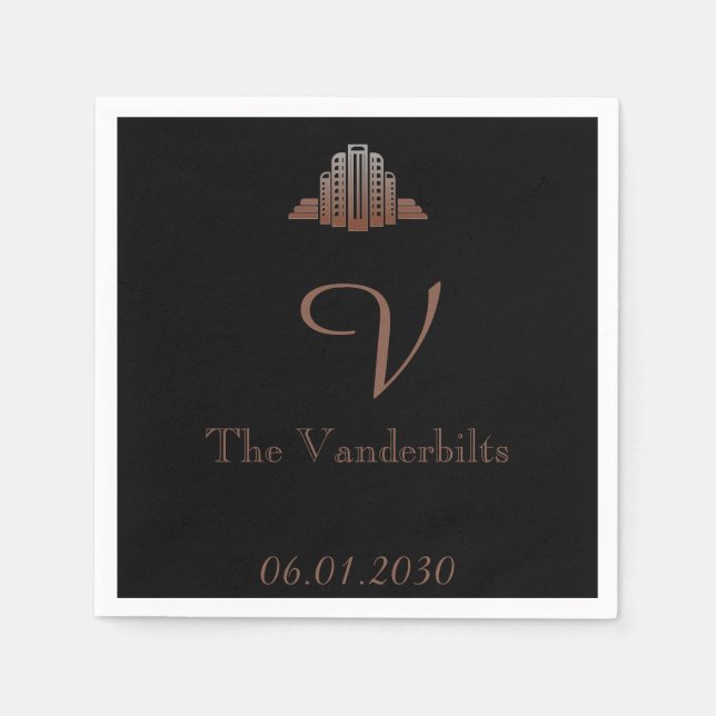 Art Deco Tower Wedding Paper Napkins (Front)