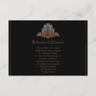Art Deco Tower Wedding Rehearsal Invitation