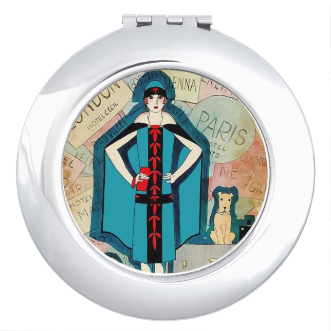 Art Deco Travel Lover Compact Mirror (Front)