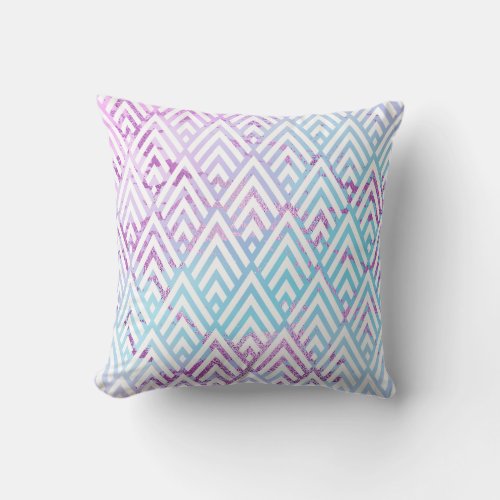 Art Deco Tribal Ocean White Geometry Marble Pink Throw Pillow