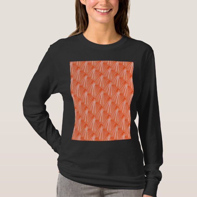 Art Deco Tropical Beach Palm Vacation Vector Orang T-Shirt (Front)
