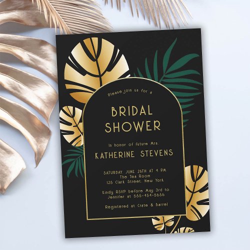 Art Deco Tropical Jungle Boho Frame Bridal Shower Invitation