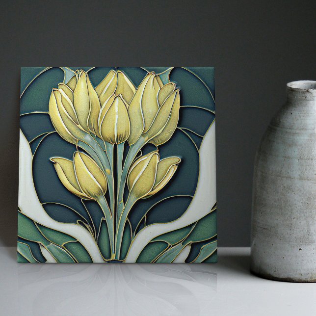 Art Deco Tulips Wall Decor Art Nouveau Ceramic Til Ceramic Tile (Creator Uploaded)