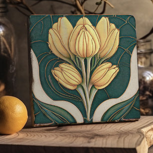 Art Deco Tulips Wall Decor Art Nouveau Trivet
