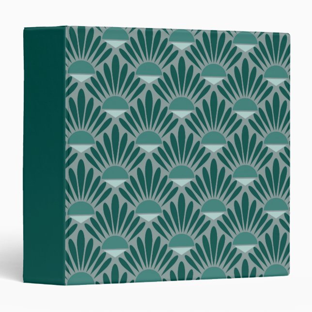 Art Deco Turquoise Pattern 3 Ring Binder (Front/Spine)