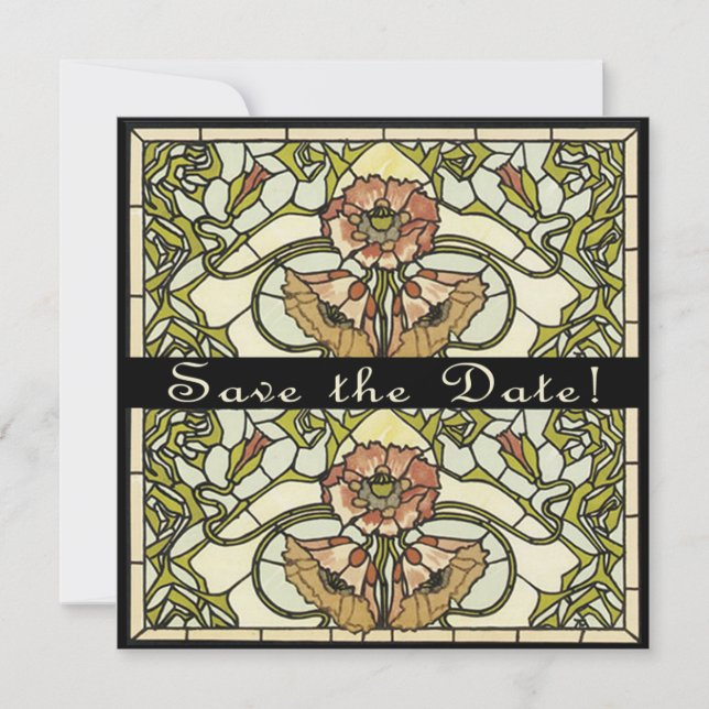 Art Deco Two Sided Customizable Save the Date Card (Front)