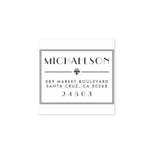 Art Deco Typography Family Name Return Address Rubber Stamp