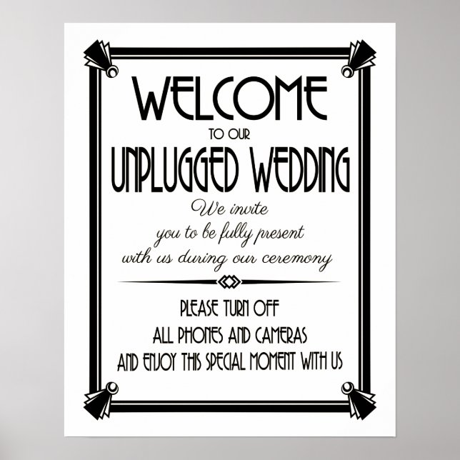 Art Deco unplugged wedding GATSBY print (Front)