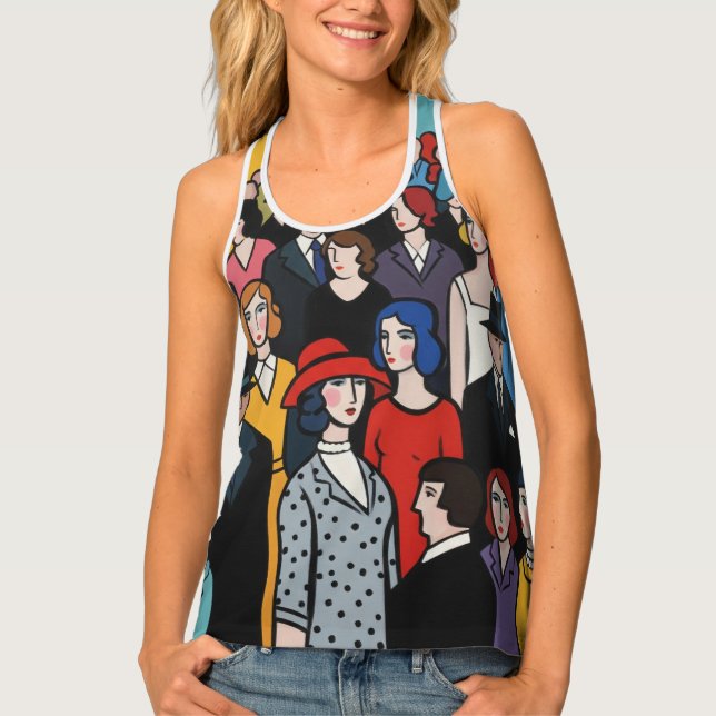 Art Deco Urban Crowd Tank Top (Front)