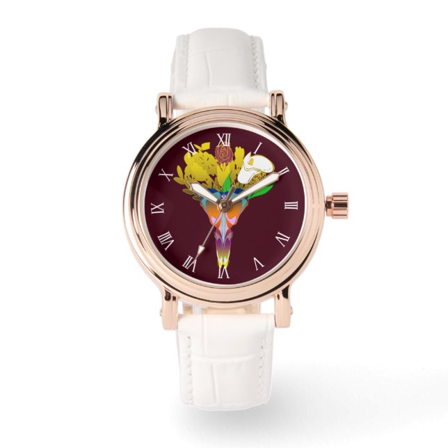 Art Deco Vase with Golden Flowers Watch (Front)