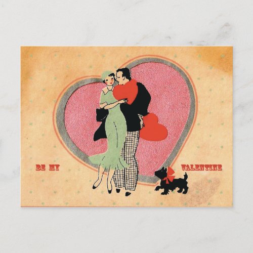 Art Deco  Vintage Be My Valentine Holiday Postcard