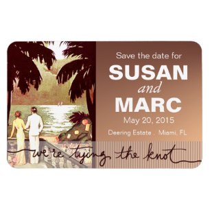 Art Deco Vintage Beach save the date flex Magnet