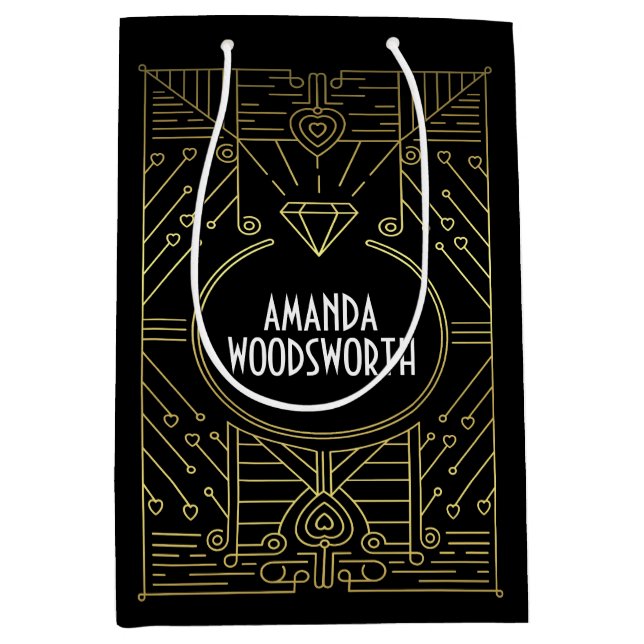 Art Deco Vintage Black and Gold Gift Bag (Front)