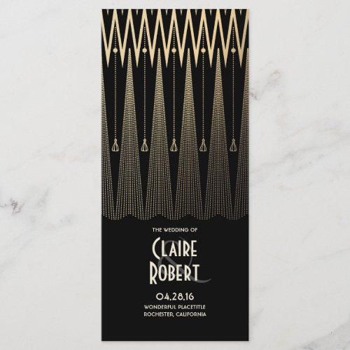 Art Deco Vintage Black and Gold Wedding Programs - Art deco black and gold gatsby wedding programs