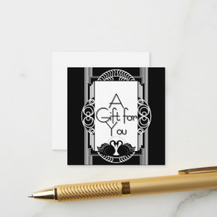 Art Deco Vintage Black and White Swans Enclosure Card