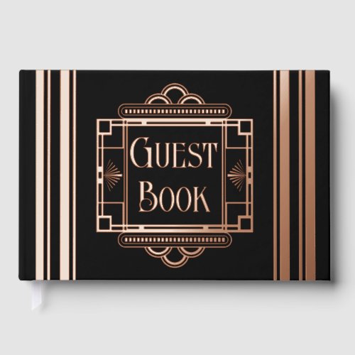 Art deco vintage black rose gold 100 page foil foil guest book 