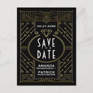 Art Deco Vintage Black Wedding Save The Date Cards