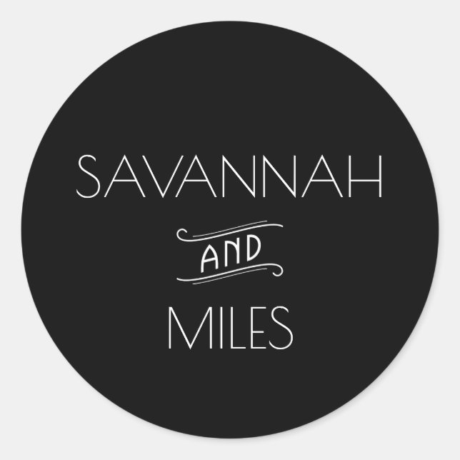 Art Deco Vintage Black & White Classic Round Sticker (Front)