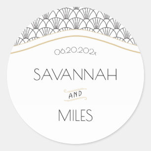 Art Deco Vintage Black & White Classic Round Sticker