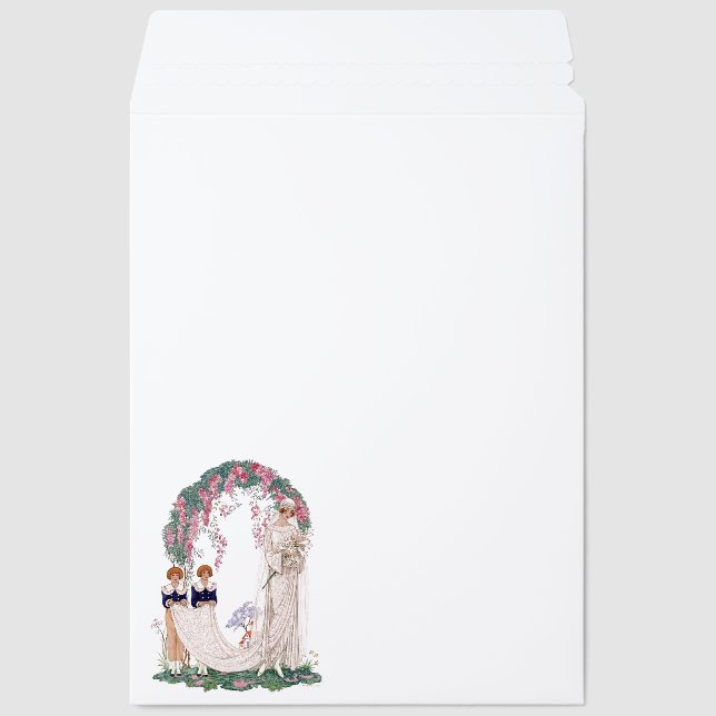 Art Deco Vintage Bride  Envelope Mailers (Front)
