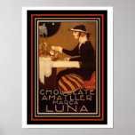 Art Deco Vintage Coffee Poster 12 x 16<br><div class="desc">Great vintage Art Deco themed advertisement for Chocolate Amatller Marca Luna. 12 x 16</div>