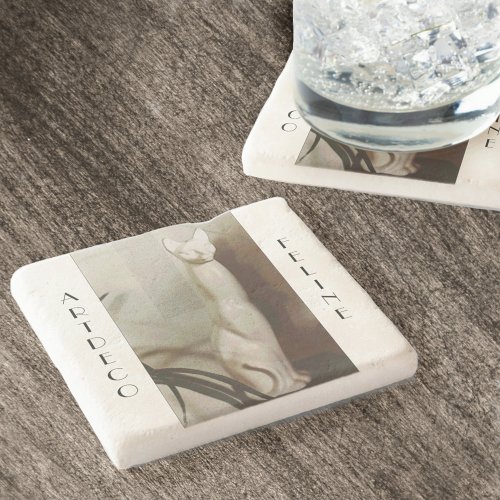 Art Deco Vintage Feline Stone Coaster