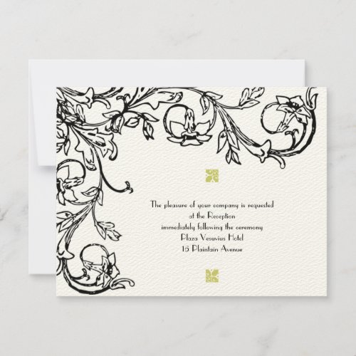 Art Deco Vintage Floral Swirl Wedding Reception Invitation