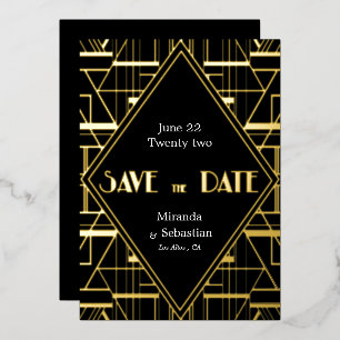 Art Deco Vintage Gatsby Save the Date  Foil Invitation