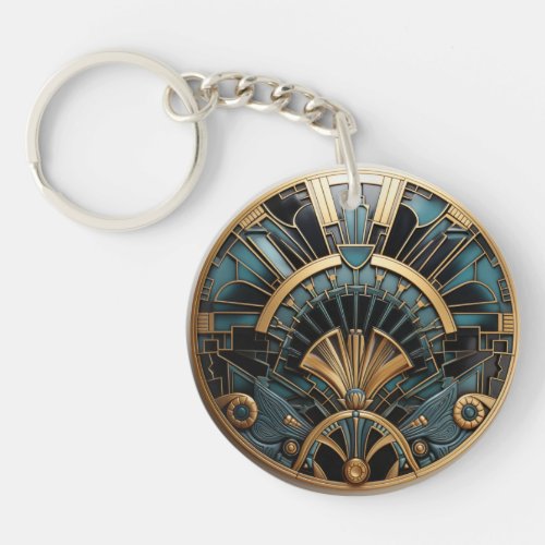 Art Deco Vintage Geometric Elegant Keychain