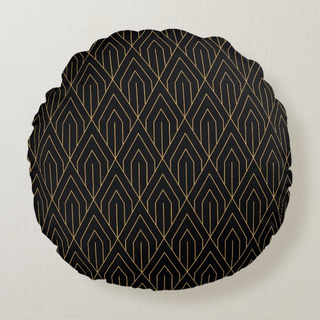 Art Deco: vintage geometric wallpaper. Round Pillow (Front)