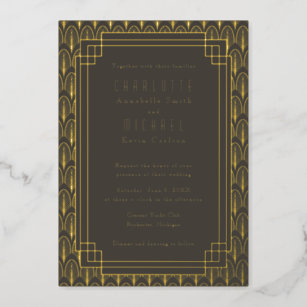 Art Deco Vintage gold Foil Invitation