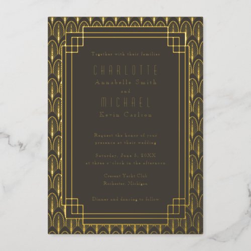 Art Deco Vintage gold Foil Invitation