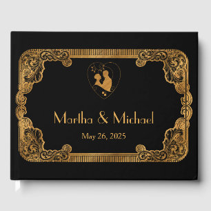 Art Deco Vintage Gold Foil Pattern Wedding Guest Book