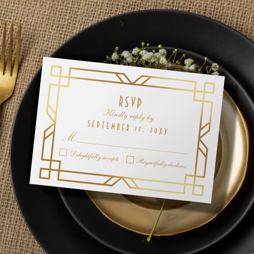 Art Deco Vintage Gold Frame RSVP Response Card