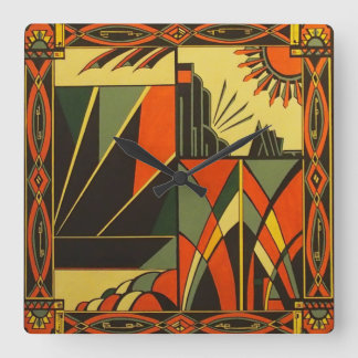 Art Deco vintage inspired square wall clock