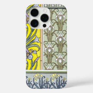 Art Deco Vintage Lily Iris Floral Pattern iphone 16 Pro Case