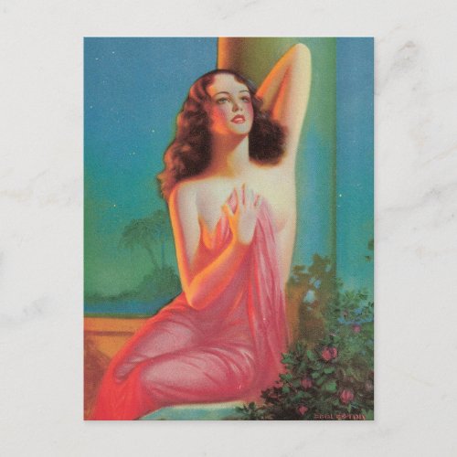 Art Deco Vintage Pin Up Girl Art  postcard